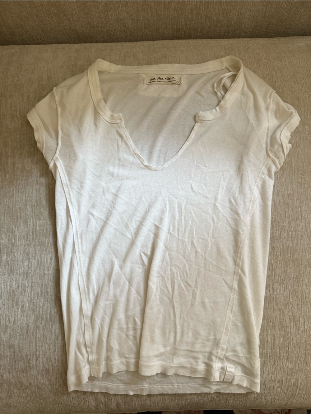 We The Free White V-Neck Short Sleeve Tee